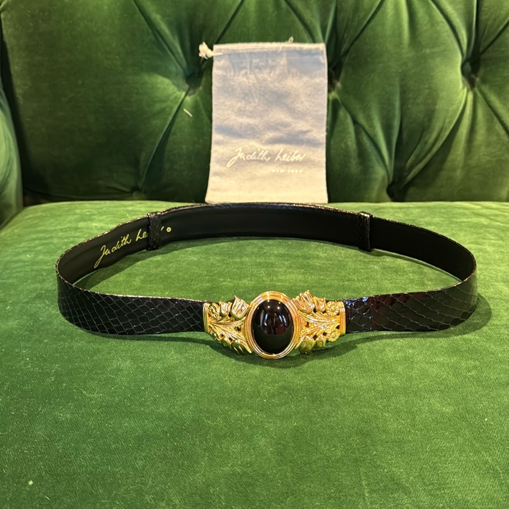 Black snake Judith Leiber belt.